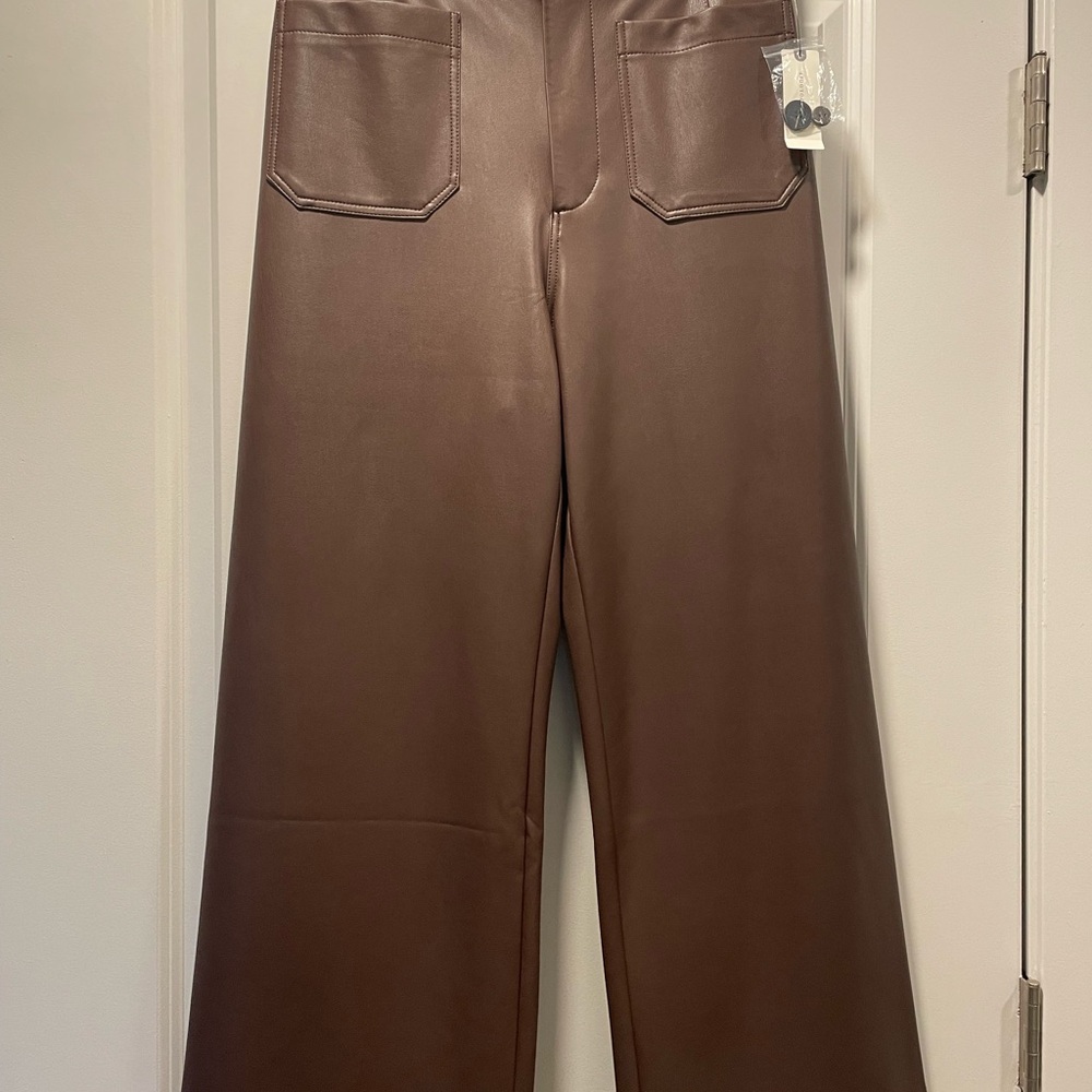 Brown Faux Leather Pants
